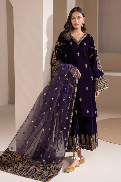 Velvet-3pc Embroidered with Organza Embroidered Dupatta-953