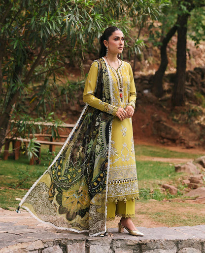 Lawn-3PC Embroidered Shirt with Digital Printed Jacquard Dupatta-1423
