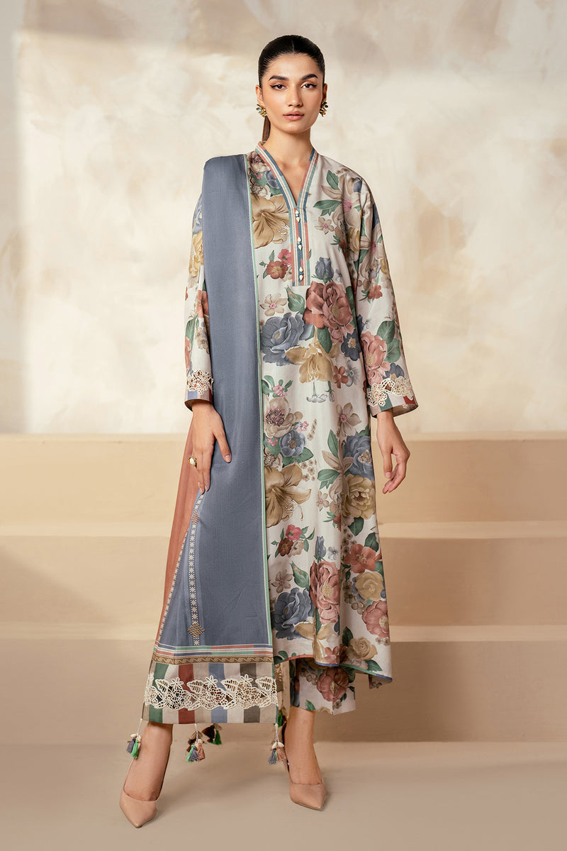 BAROQUE 3PC KARANDI PRINTED SHIRT WITH KARANDI PRINTED DUAPTTA AND TROUSER - 1705