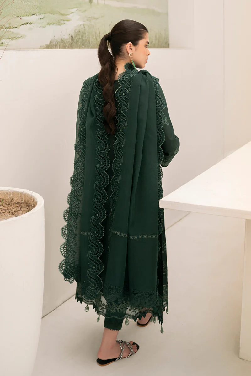 Lawn 3PC Embroidered With Organza Embroidered Dupatta-500