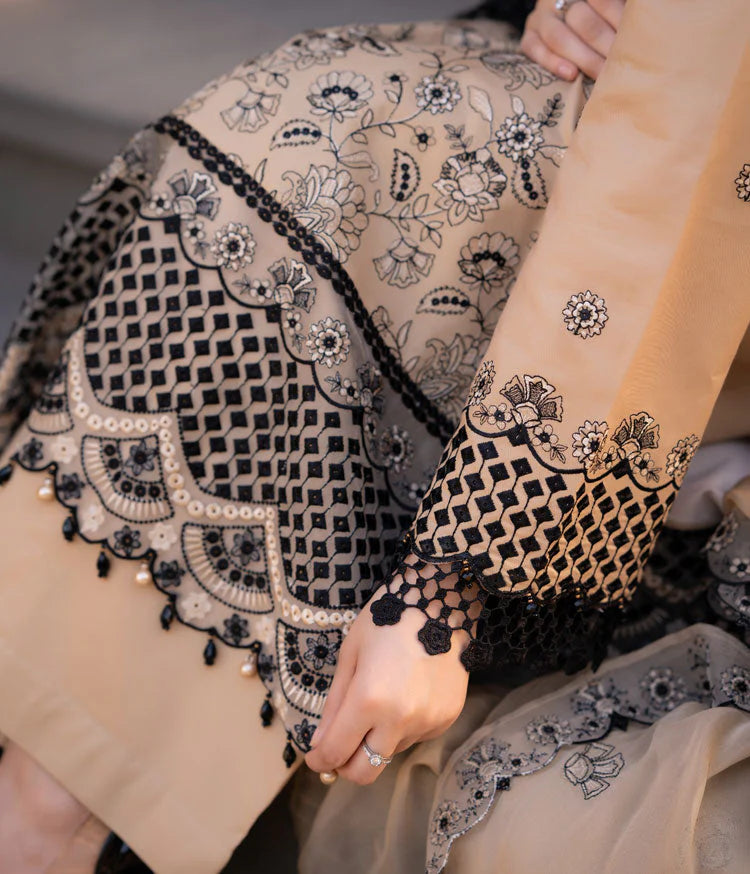 Dhanak-3PC Embroidered Shirt with Chiffon Embroidered Dupatta-3397