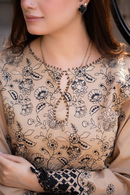 Dhanak-3PC Embroidered Shirt with Chiffon Embroidered Dupatta-3397