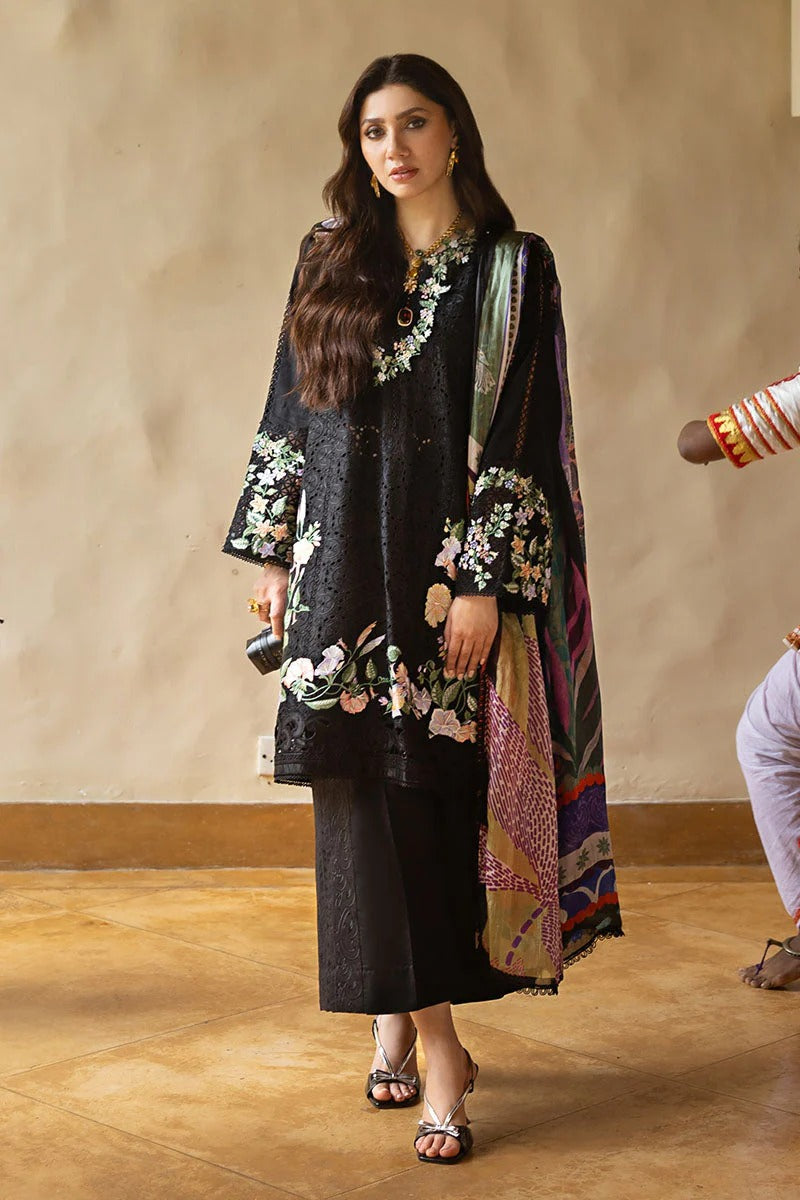 Lawn-3PC Embroidered Shirt with Digital Printed Jacquard Dupatta-1403