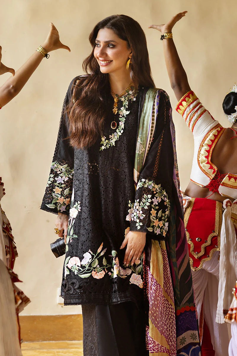 Lawn-3PC Embroidered Shirt with Digital Printed Jacquard Dupatta-1403