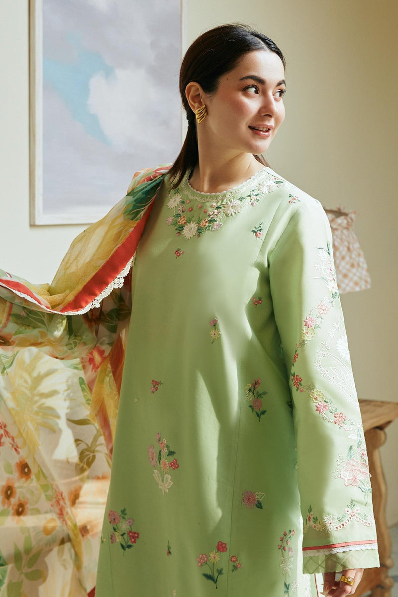 3PC LAWN EMBROIDERED SHIRT WITH CHIFFON PRINTED DUPATTA AND TROUSER - HZG1575