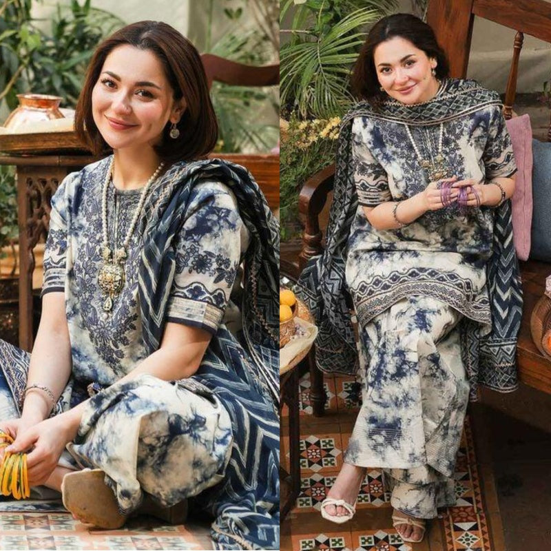 KHADDAR-3PC WITH KHADDAR PRINTED SHIRT & TROUSER-924