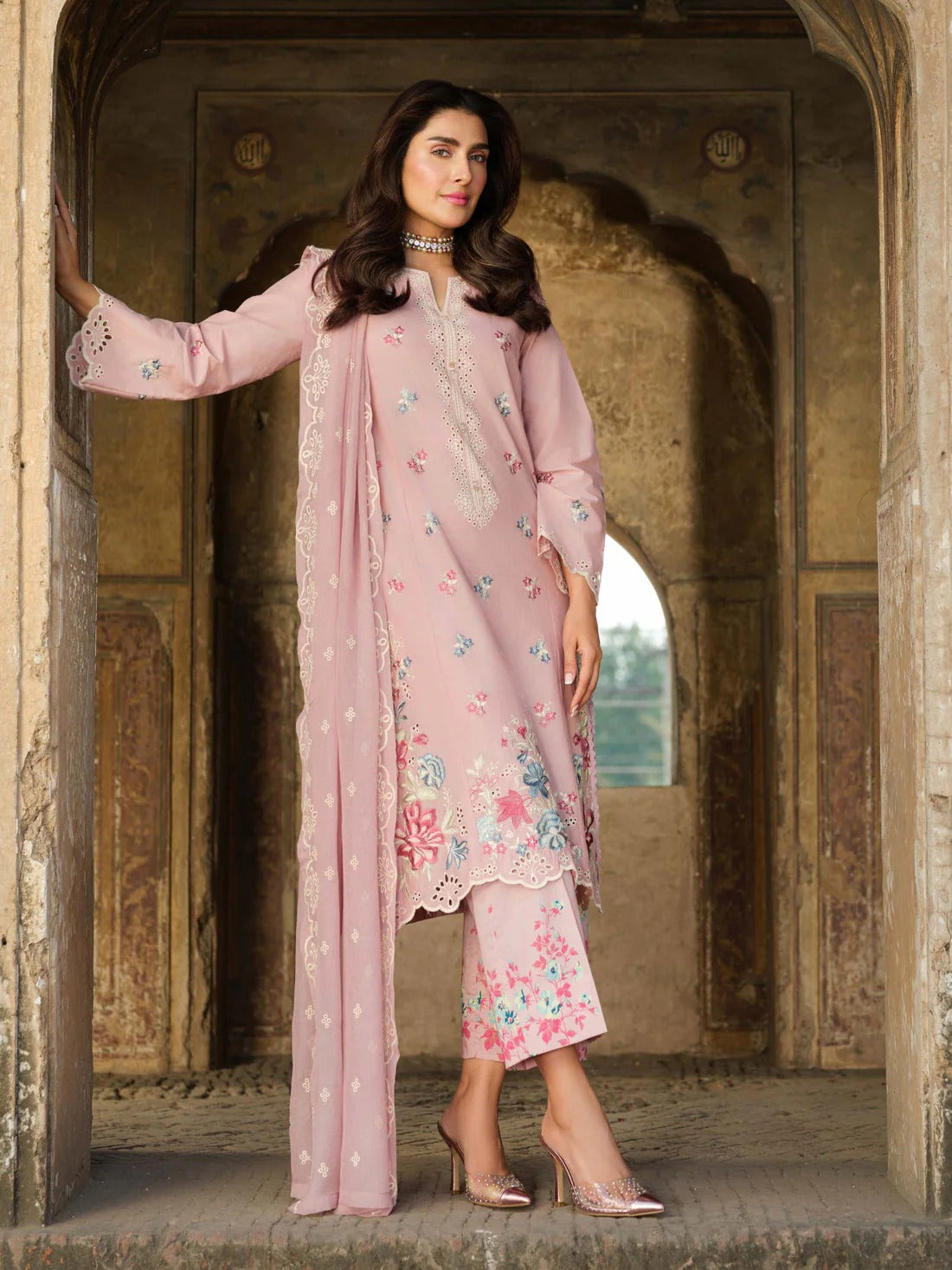 Lawn-3PC Embroidered Shirt with Chiffon Embroidered Dupatta-1414