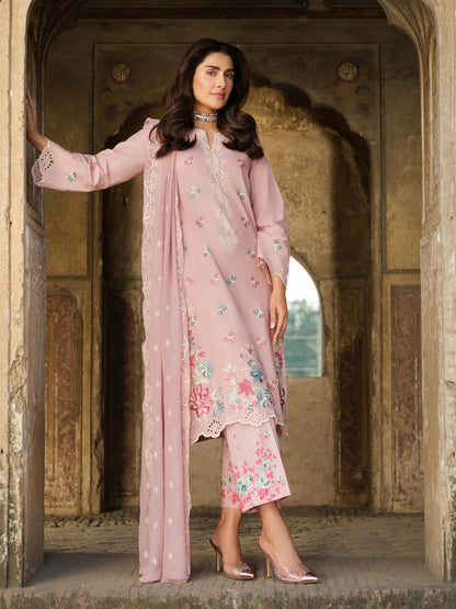 Lawn-3PC Embroidered Shirt with Chiffon Embroidered Dupatta-1414