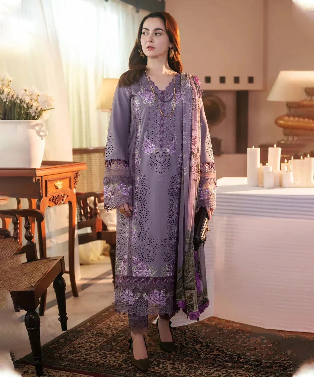 Dhanak-3PC Embroidered Shirt with Digital Printed Wool Shawl -3306