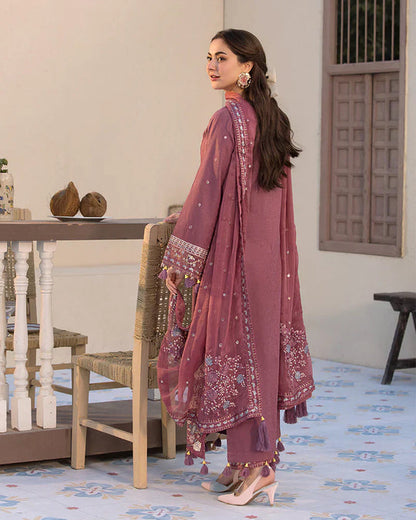 Lawn-3PC Embroidered Shirt with Organza Embroidered Dupatta- 1321