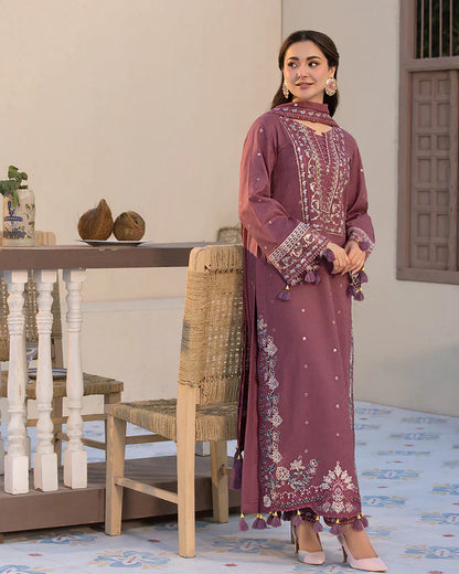 Dhanak-3PC Embroidered Shirt with Chiffon Embroidered Dupatta-3286