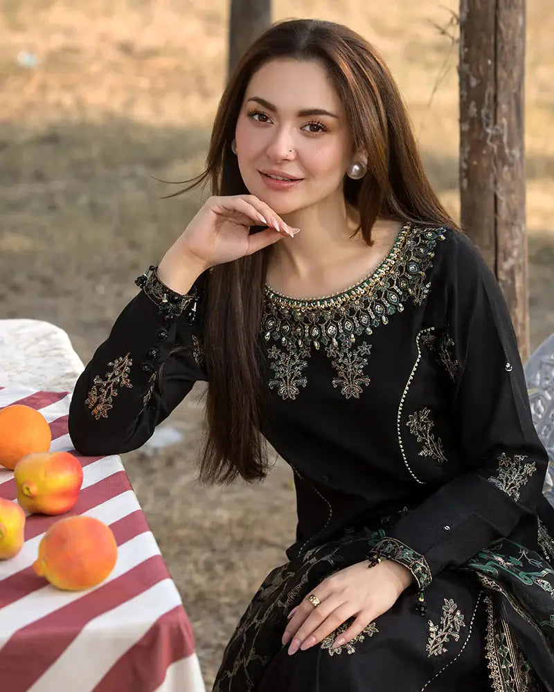 Dhanak -3PC Embroidered Shirt with Digital Printed Silk Dupatta-3283