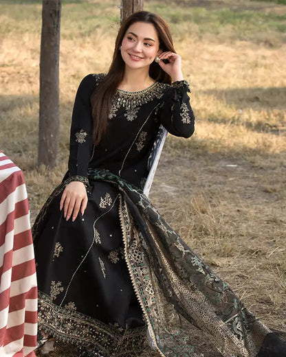 Dhanak -3PC Embroidered Shirt with Digital Printed Silk Dupatta-3283