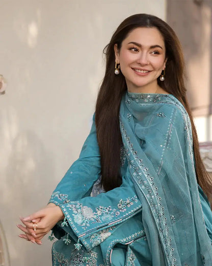 Dhanak-3PC Embroidered Shirt with Chiffon Embroidered Dupatta-3276