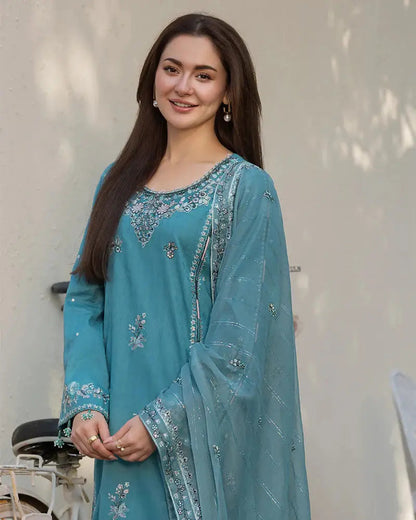 Dhanak-3PC Embroidered Shirt with Chiffon Embroidered Dupatta-3276