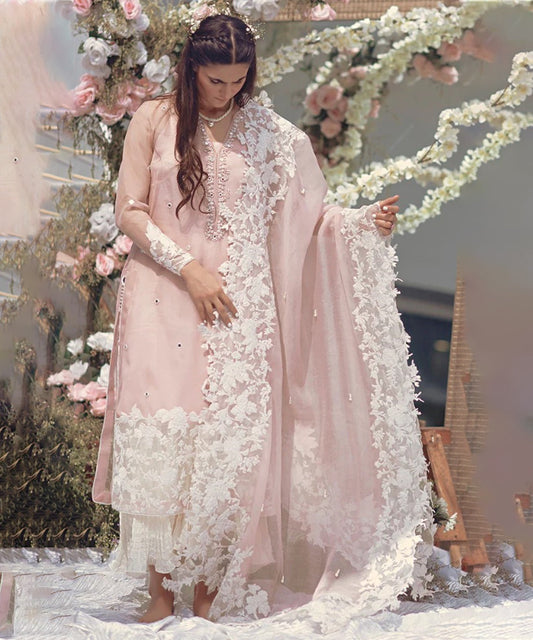 Lawn-3PC Embroidered Shirt with Organza Embroidered Dupatta-1332