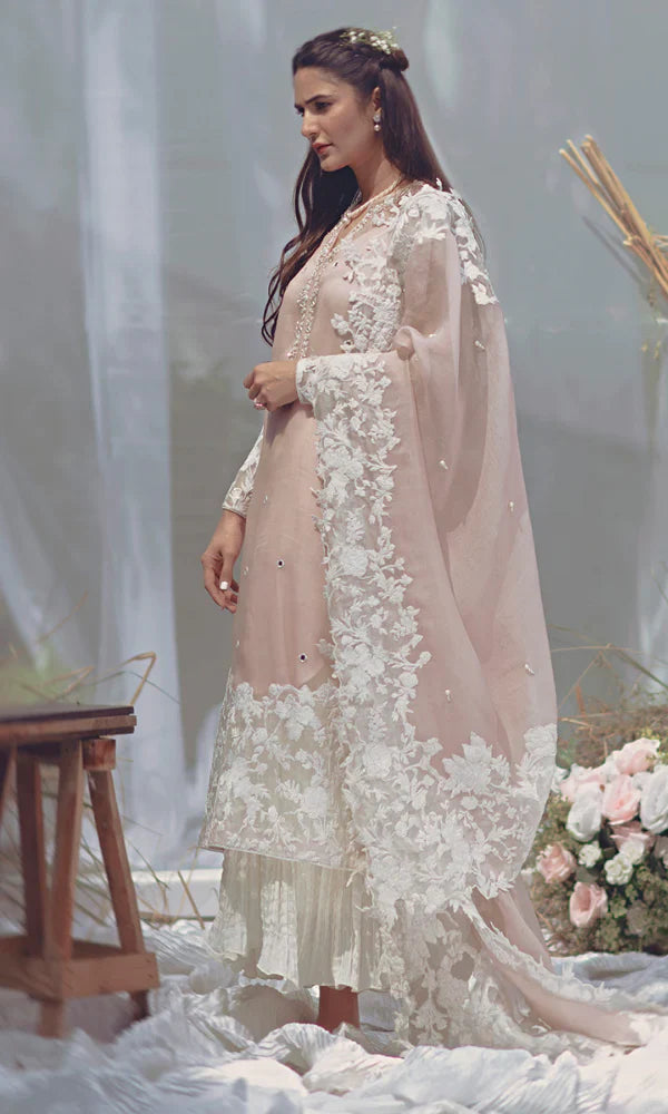 Lawn-3PC Embroidered Shirt with Organza Embroidered Dupatta-1332