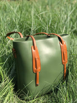 GREEN LONG HANDLE TOTE BAG