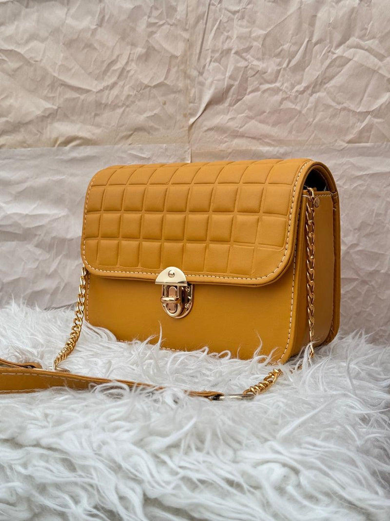 MUSTARD FOLDOVER SADDLE BAG