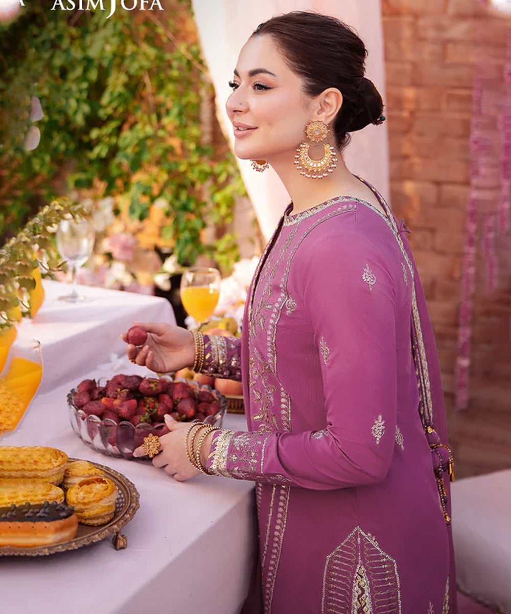 Dhanak-3PC Embroidered Shirt with Chiffon Embroidered Dupatta - 3393