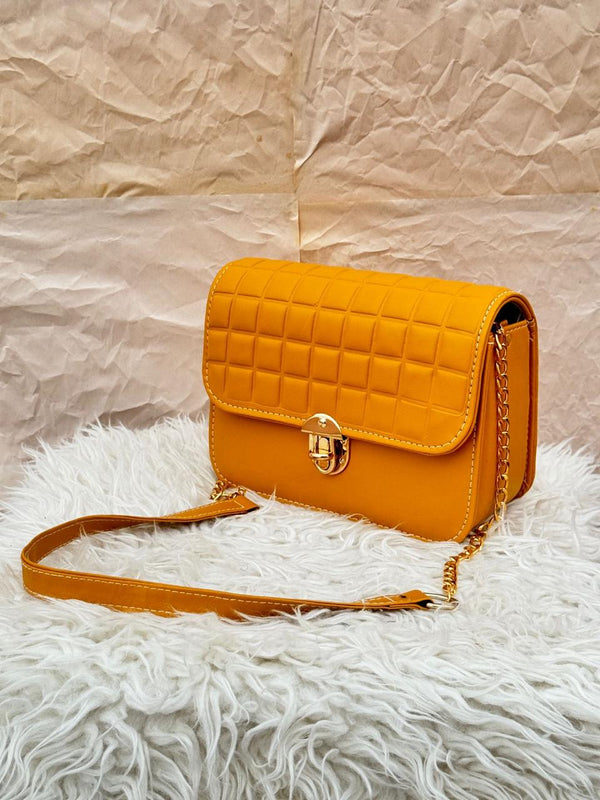 MUSTARD FOLDOVER SADDLE BAG