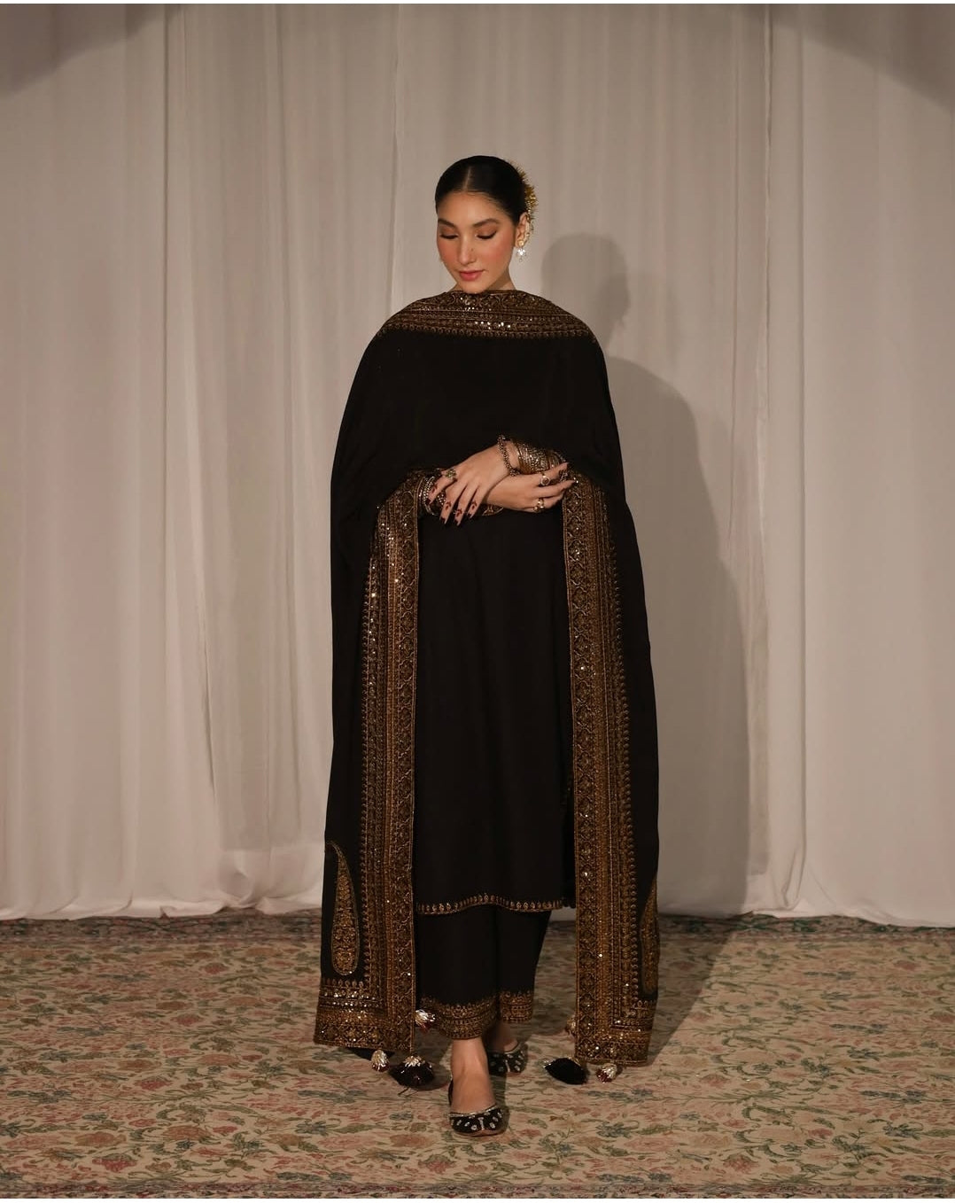 Dhanak-3PC Embroidered Shirt with Organza Sequins Embroidered Dupatta- 3373