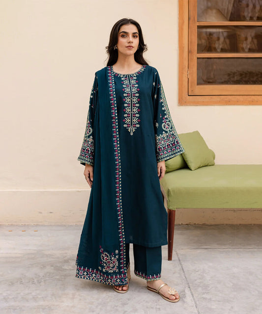 Lawn-3PC Embroidered Shirt with Chiffon Embroidered Dupatta-1266