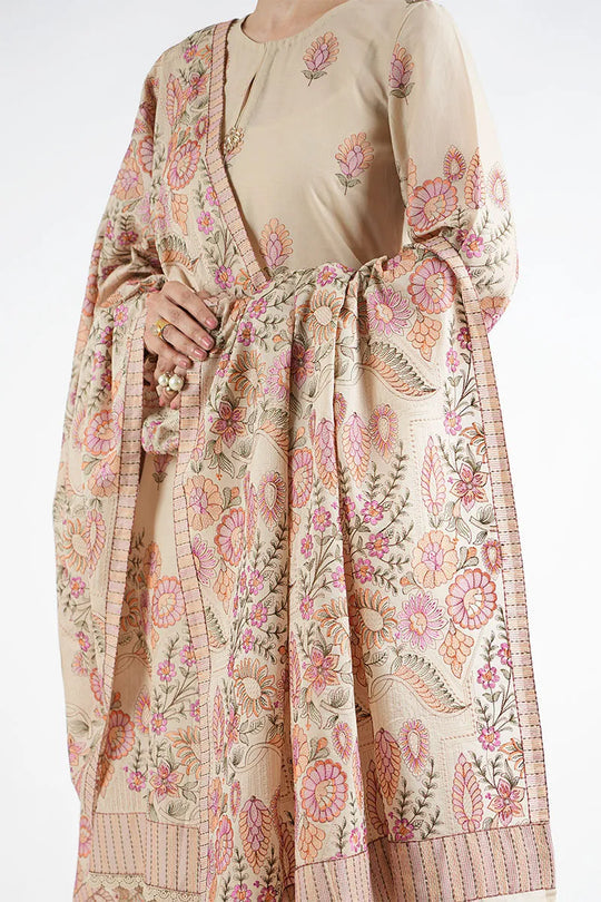 Dhanak 3PC Embroidered Shirt with Dhanak Embroidered Shawl-3399