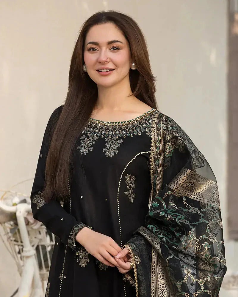 Lawn-3PC Embroidered Shirt with Digital Printed Silk Dupatta-1174