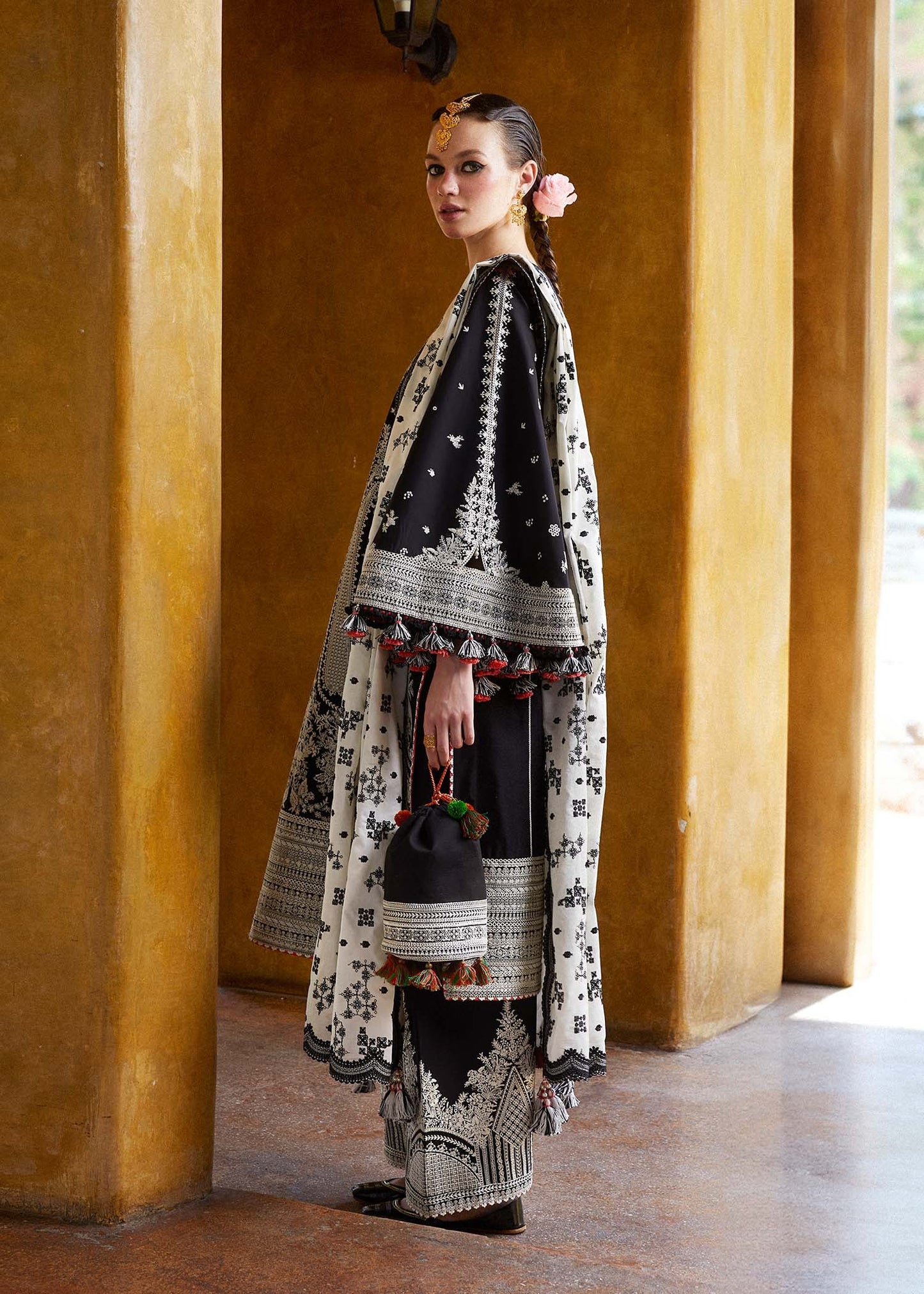 Lawn-3PC Embroidered Shirt with Organza Embroidered Dupatta-1372