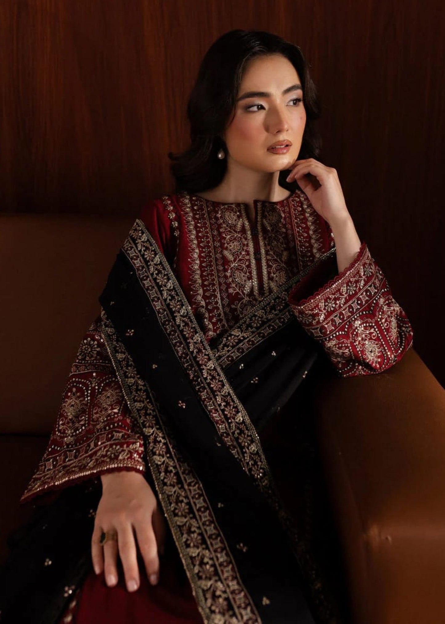 Dhanak -3PC Embroidered Shirt With Organza Sequence Embroidered Dupatta-3351