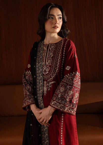 Dhanak -3PC Embroidered Shirt With Organza Sequence Embroidered Dupatta-3351